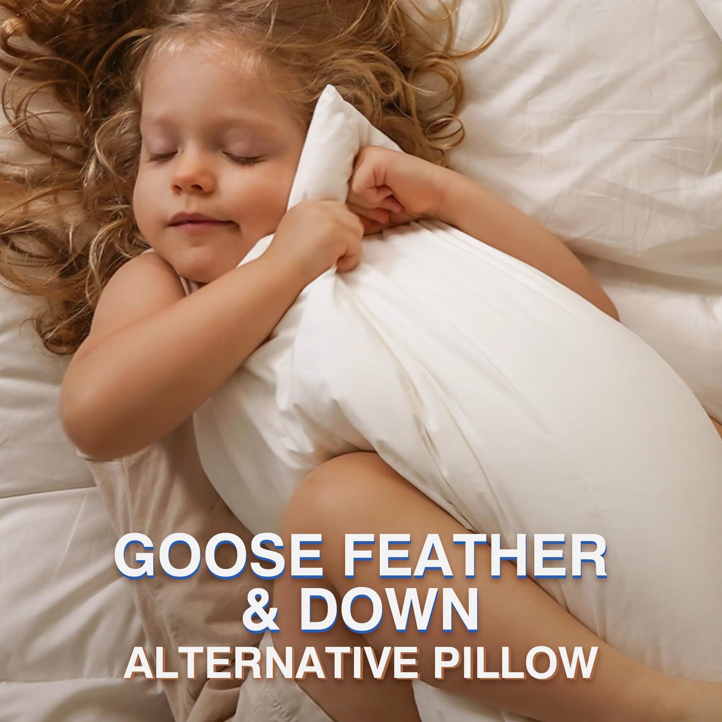 zibroges Goose Feather Pillow Queen Size Set of 2 - Down Hotel Bed Pillows for Sleeping, Soft 600 Thread Count Cotton Cover, Fluffy Support Surround Fill Polyester for Back, Stomach, Side Sleepers