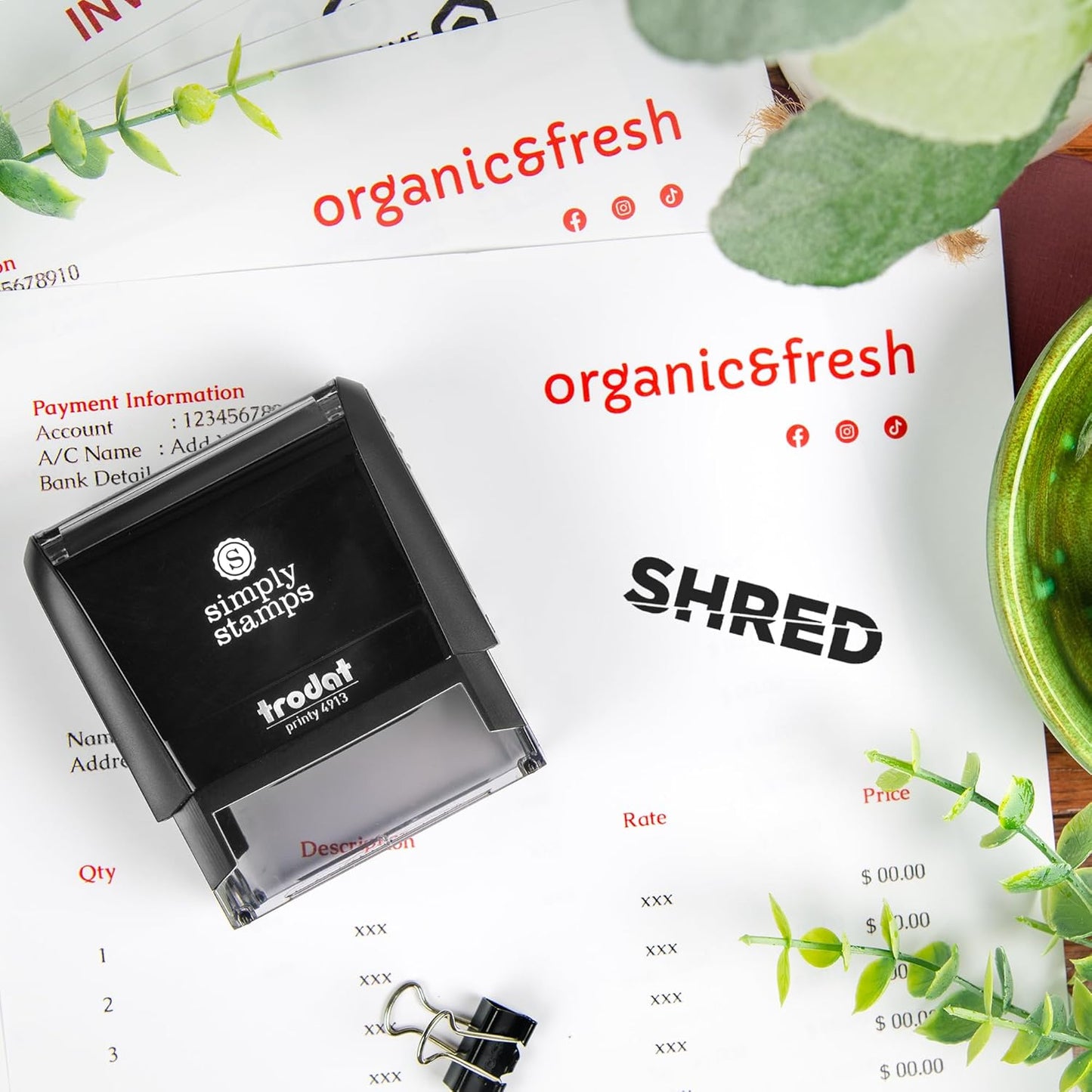 Shred Office Stamp | 4 Different Sizes | 20 Designs | Multiple Color Options | Perfect for Quick Validation of Office Documents (Shred, Large)