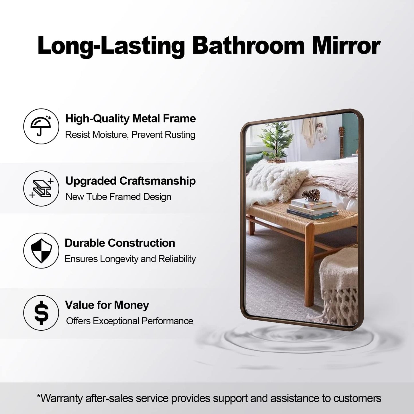 ANDY STAR Bronze Bathroom Mirror, 24x40’’ Rounded Rectangle Oil Rubbed Bronze Mirror in Premium Tube Metal Framed 1’’ Deep Wall-Mounted Mirror Horizontal/Vertical