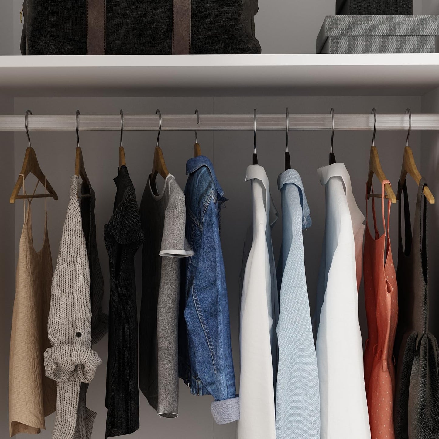 MOUMON Armoire Wardrobe with 3 Doors and Cube Shelves, Armoire Wardrobe Closet with Hanging Rod, Closet for Bedroom White 18.9“D x 47.2”W x 70”H