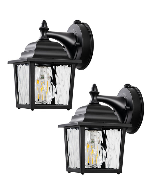 DEWENWILS 2 Pack Dusk to Dawn Outdoor Wall Light Fixture, Wall Lantern Porch Light with Glass Shade, Waterproof Outdoor Wall Sconce Lamp for Garage, Backyard (Classic)