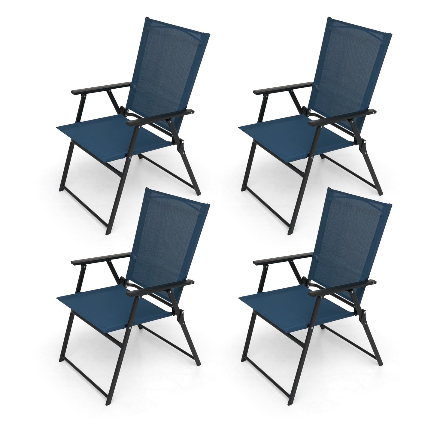 Anmutig Patio Folding Chairs, Outdoor Portable Dining Chairs for Lawn Garden and Porch,Set of 4 - Navy