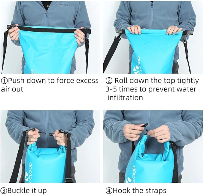 ROCK CLOUD Dry Bag Waterproof 5L Dry Sack for Kayaking Rafting Boating Beach Surfing Swimming Canoe Camping Hiking Fishing Ski, Yellow