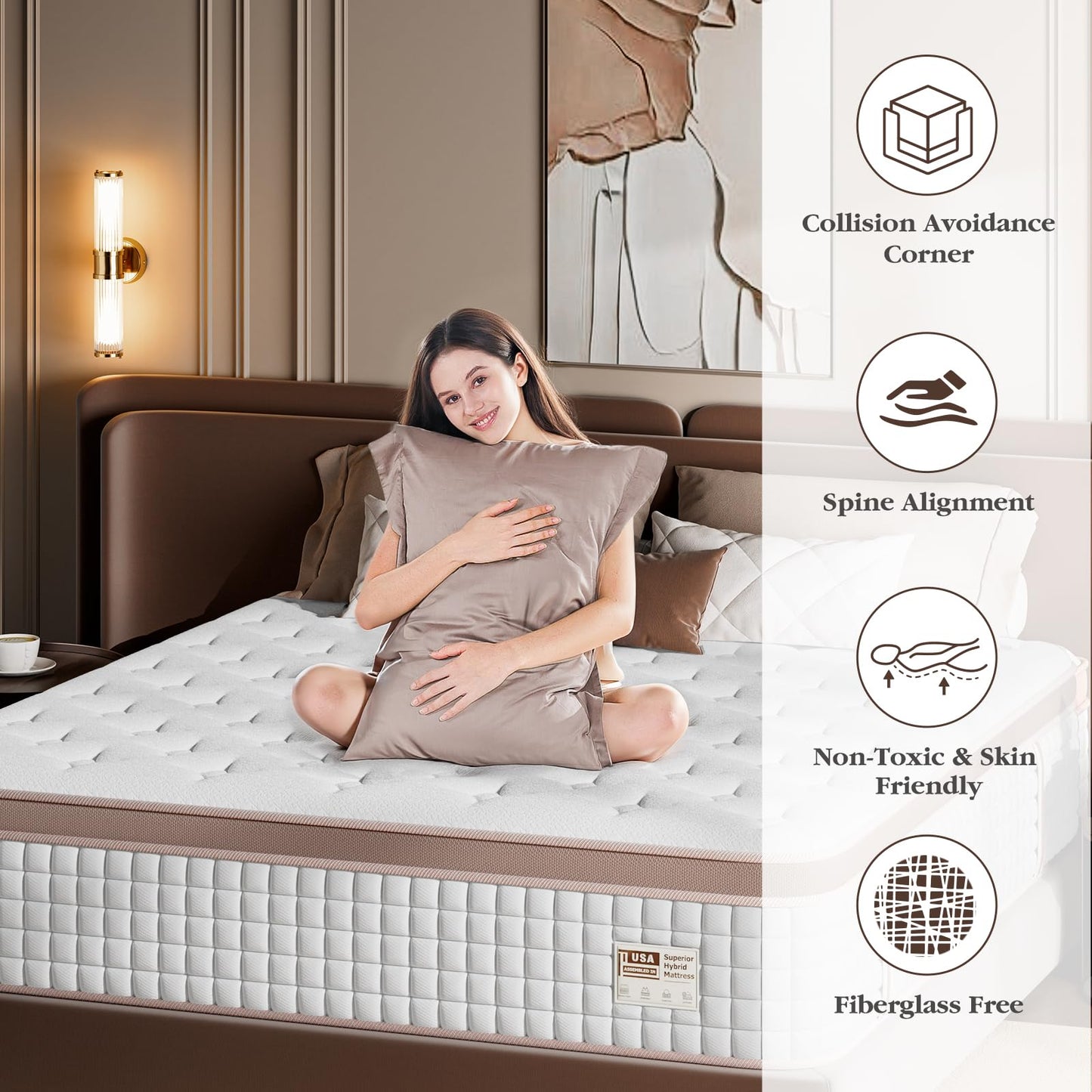 Queen Size Mattress 14 Inch - Premium Hybrid Mattress In a Box for Back & Lumbar Support, 366 Night Trial, Individual Pocket Spring Bed for Fiberglass-Free & Motion Isolation, CertiPUR-US Certified