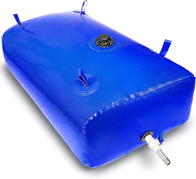 540 L/142 Gal Water Bladder Tank, Foldable Portable Water Storage Container, Emergency Water Bag for RV, Truck Bed, Fire Prevention, Drought Resistance, Blue