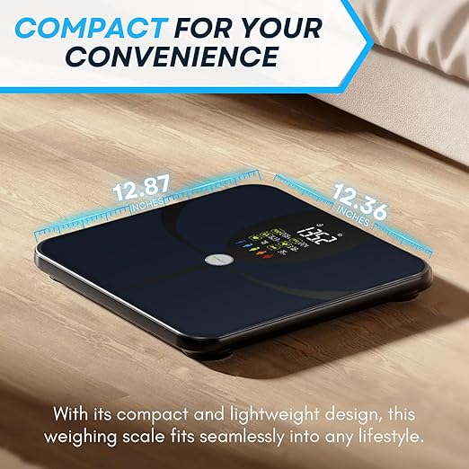 Body Fat Smart Bluetooth Scale, 16 Body Composition Analyzer, Smart Scale with BMI, Fat Percentage, Muscle Mass, Large LCD,Syncs with iOS/Android Fitness Apps, 400 lbs Capacity - Dark Blue