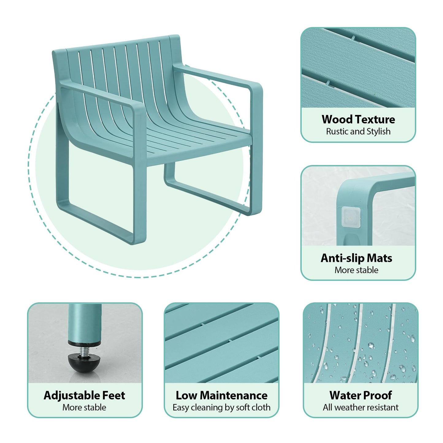 Werph Outdoor Furniture Set - 3 Piece Patio Table & Chairs, Perfect for Lawn, Garden, Poolside or Balcony