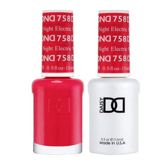 DND Gel Polish Set - 1 each of Red Gel Polish and Red Nail Polish, 758 Electric Night, 0.5 Fl Oz