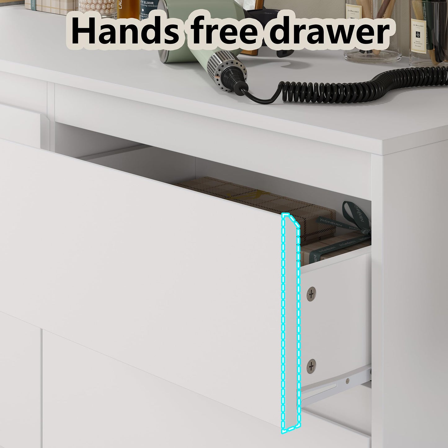 Furniouse Modern 9 Large Storage Drawers Dresser for Clothes Organizer, White Modern Chest of Drawers for Closet,63" Long Drawer Organizer Cabinet for Bedroom,Living Room,Entryway,Hallway