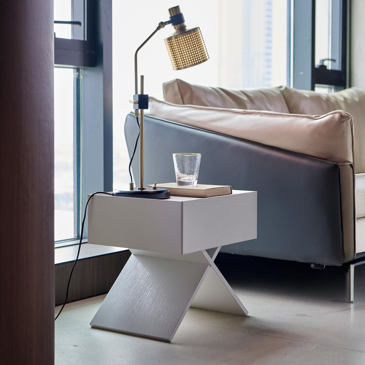 Katyglory Side Table, End Table Set of 2 Living Room Blend of Classic and Modern Elements, X-shape Design with a Stable Floor-standing, Creating a Warm Atmosphere, Nightstand for Bedroom WHITE (2 Set)