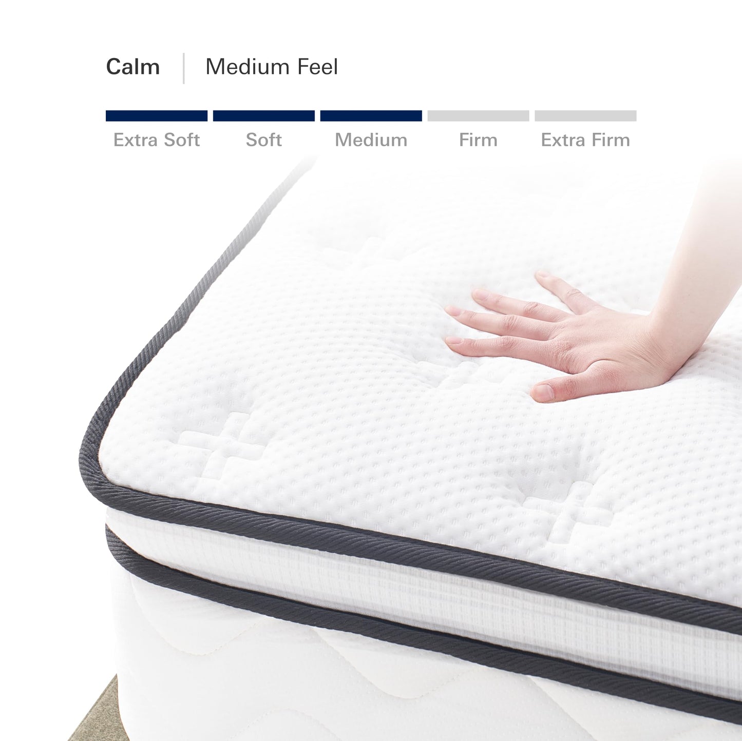Plush Calm, 12 Inch Full Size Mattress, Hybrid Pocketed Springs, Mattress in a Box with Memory Foam, Medium Firm Feel, Motion Isolation, Multi-Zone Spinal Support
