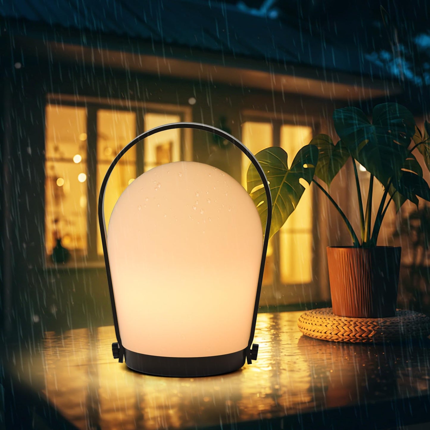 FUYO Outdoor Table Lamp, Hanging Night Light, Portable Shower Lamp. Rechargeable Lamp with RGB for Outdoor Bedroom Living Room Patio Camping Party Garden Porch