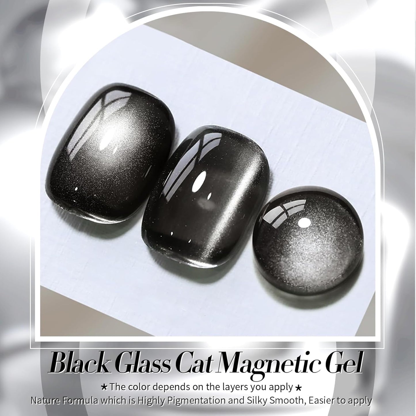 BORN PRETTY Cat Magnetic Eye Gel Nail Polish Jelly Glass Magnetic Gel Polish 15ML Holographic Glitter Shimmer Translucent Sheer Color Magnetic Nail Polish Salon DIY at Home