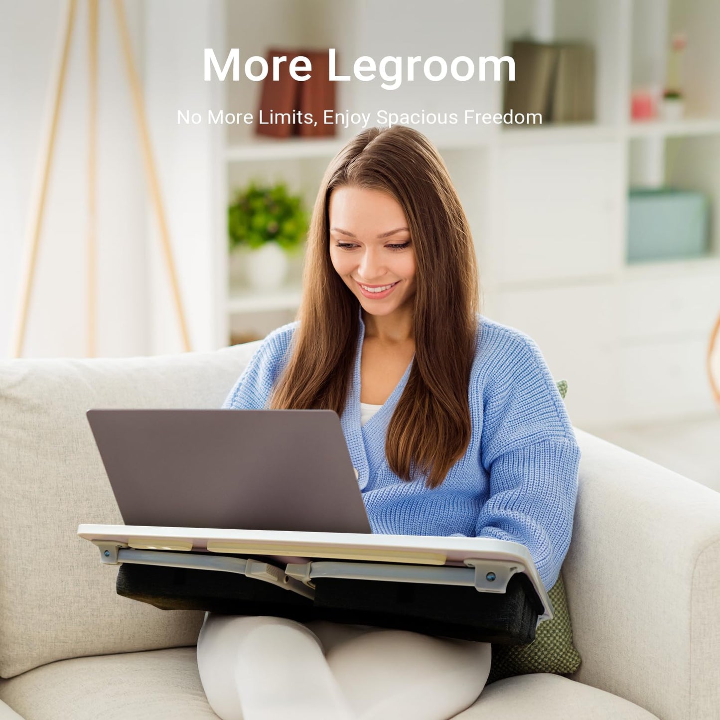 iXTRA Lap Desk for Laptop with Cushion,Folding Laptop Desk for Bed with USB,Bed Desk,Portable Computer Lap Desk,23.62"*15.74",Grey
