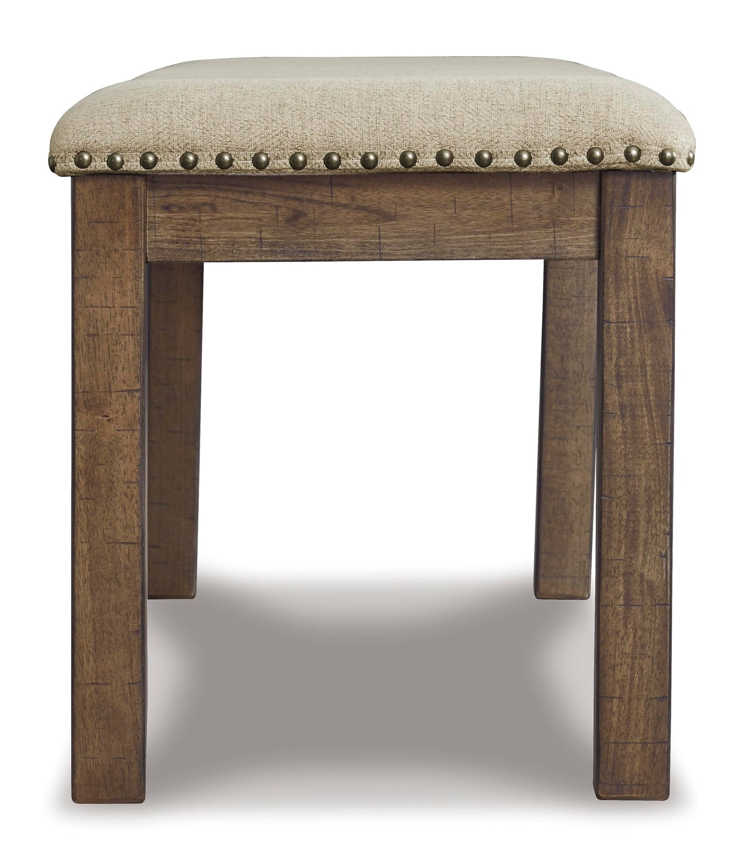Signature Design by Ashley Moriville Casual Rustic Upholstered Dining Bench, Grey & Brown