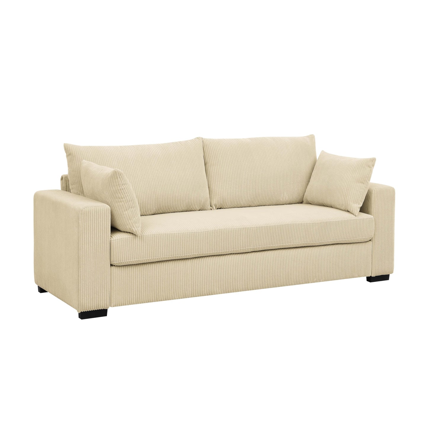 MYEYPEL Corduroy 2 Seat Sofa with 2 Pillow,79" Comfortable Straight-Row Sofa,Modern Minimalist Style Couch,Upholstered Loveseat Couch for Apartment,Living Room,Office,Cream
