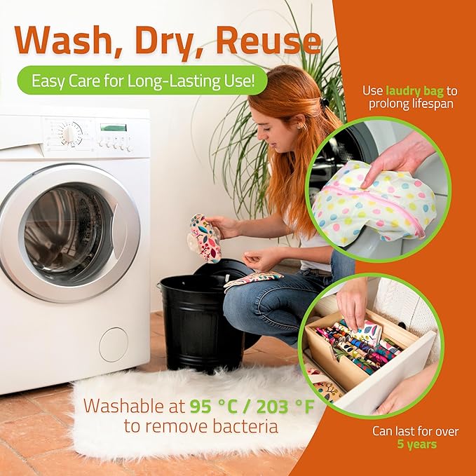 Cloth Panty Liners Thong; 7-Pack (Small) Mini Organic Cotton Reusable Panty Liners for Women Made in EU; Feminine Daily Tanga Washable for Women; Sanitary Reusable, NOT for Period