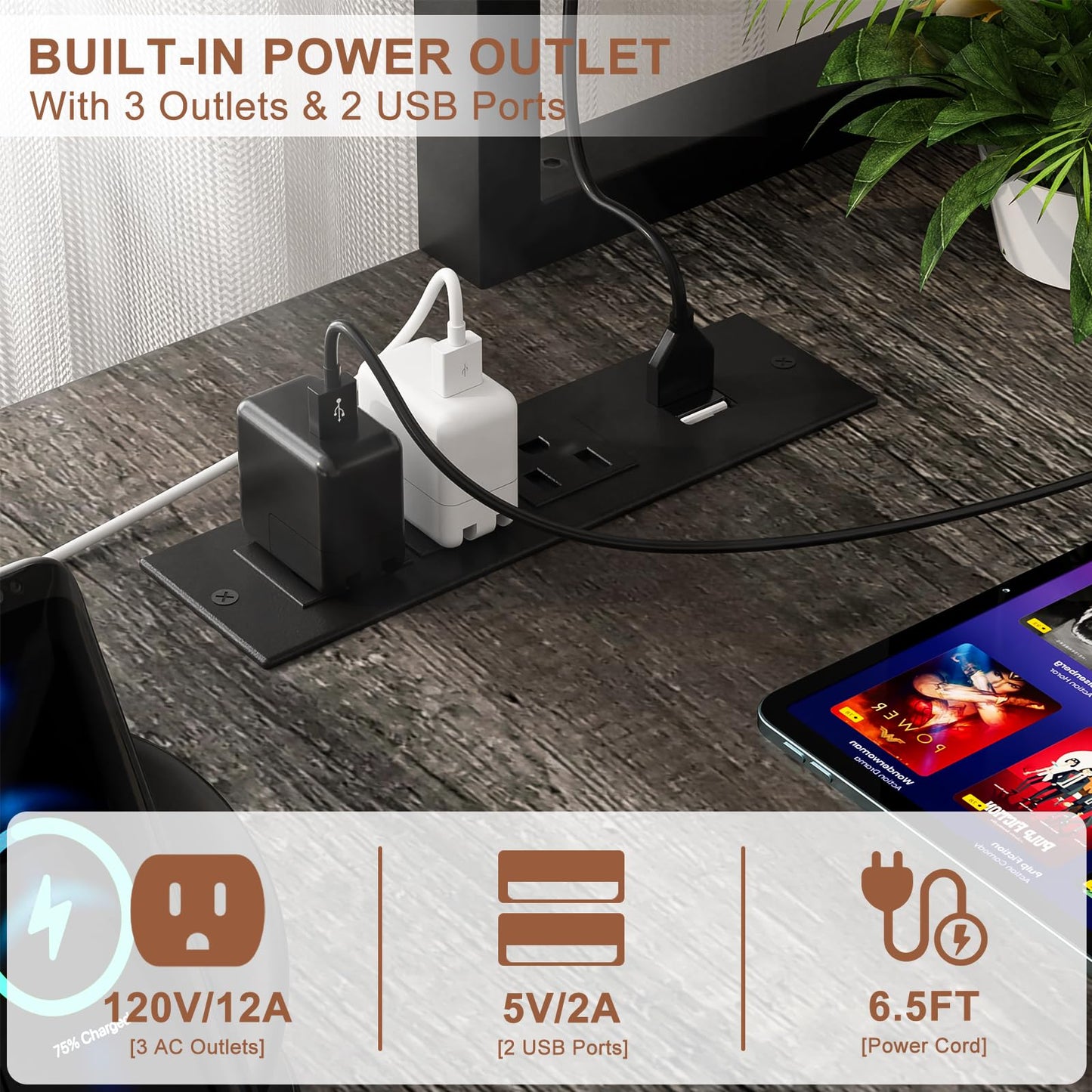 Aheaplus L Shaped Desk Gaming Desk, 59" L Shaped Computer Desk with LED Light & Power Outlet, Reversible Home Office Desk Gamer Desks with Shelves & Storage Bag & Hooks, Corner PC Desk, Black Oak
