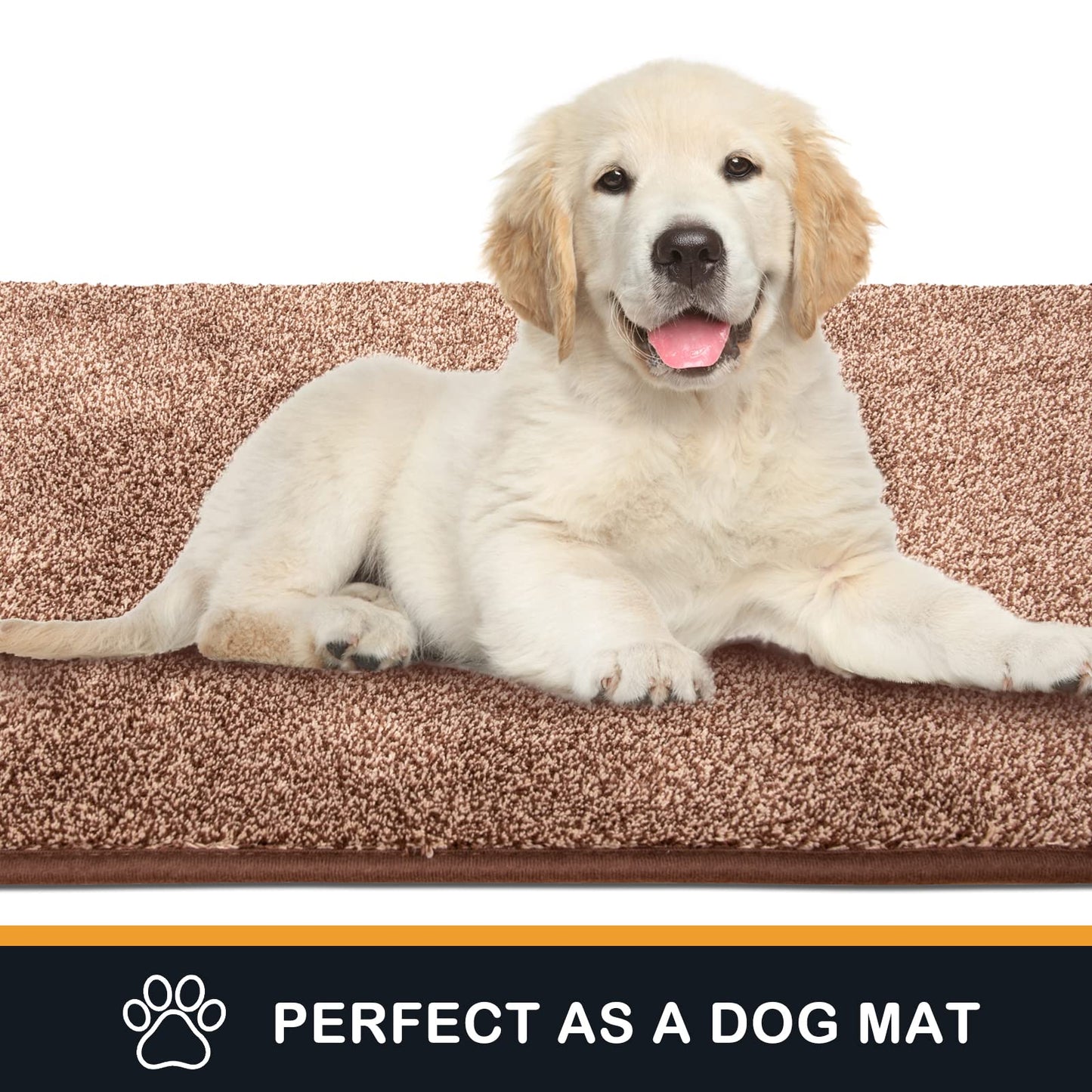 PURRUGS Dirt Trapper Door Mat 34" x 59", Non-Slip Machine Washable Entry Rug, Shoe Scraper, Dog Doormat, Super Absorbent Welcome Mat for Front & Back Door, Muddy Shoes & Paws, Brown-Light Cream