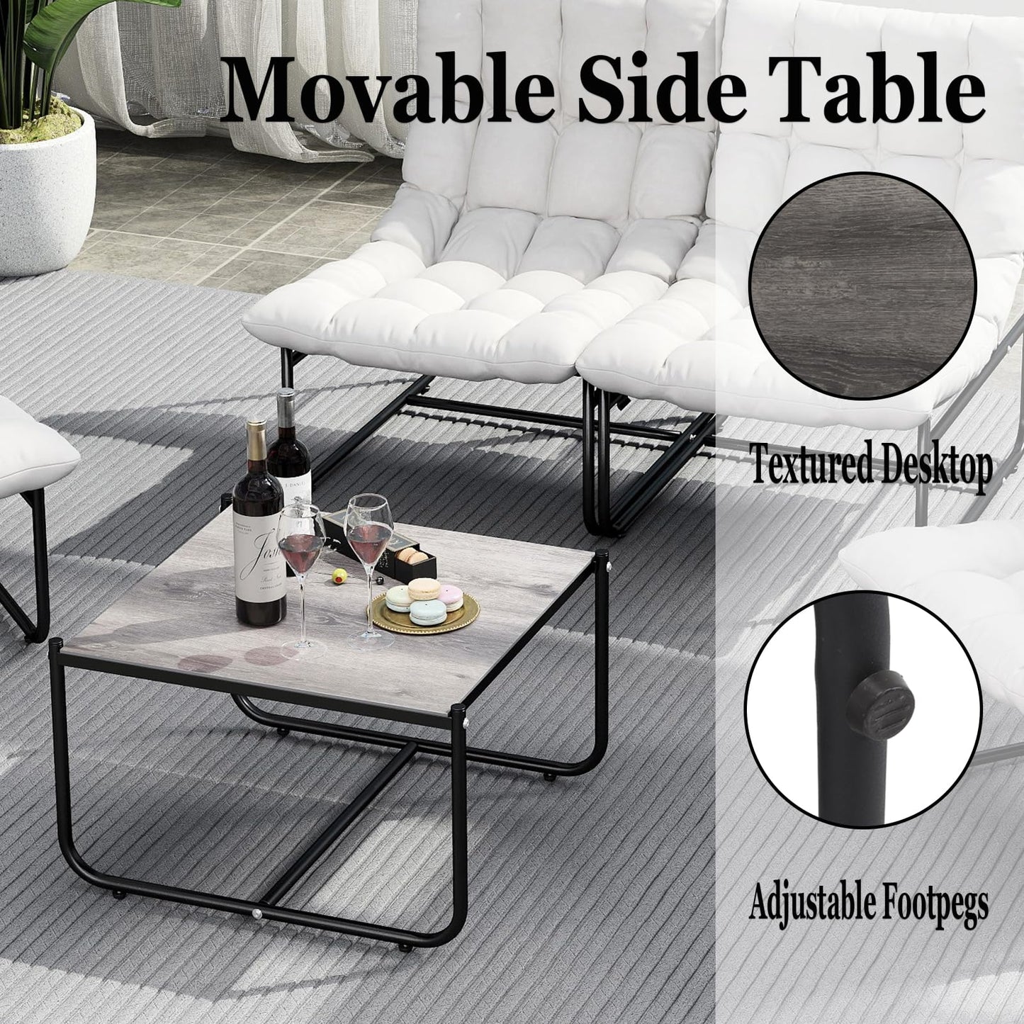 DAYAOUTDOOR Sectional Outdoor Furniture, Patio Couch Set with Cushion, Modern Patio Conversation Sets with Table, Outdoor Sofa Set for Balcony, Lawn, Deck & Porch, White