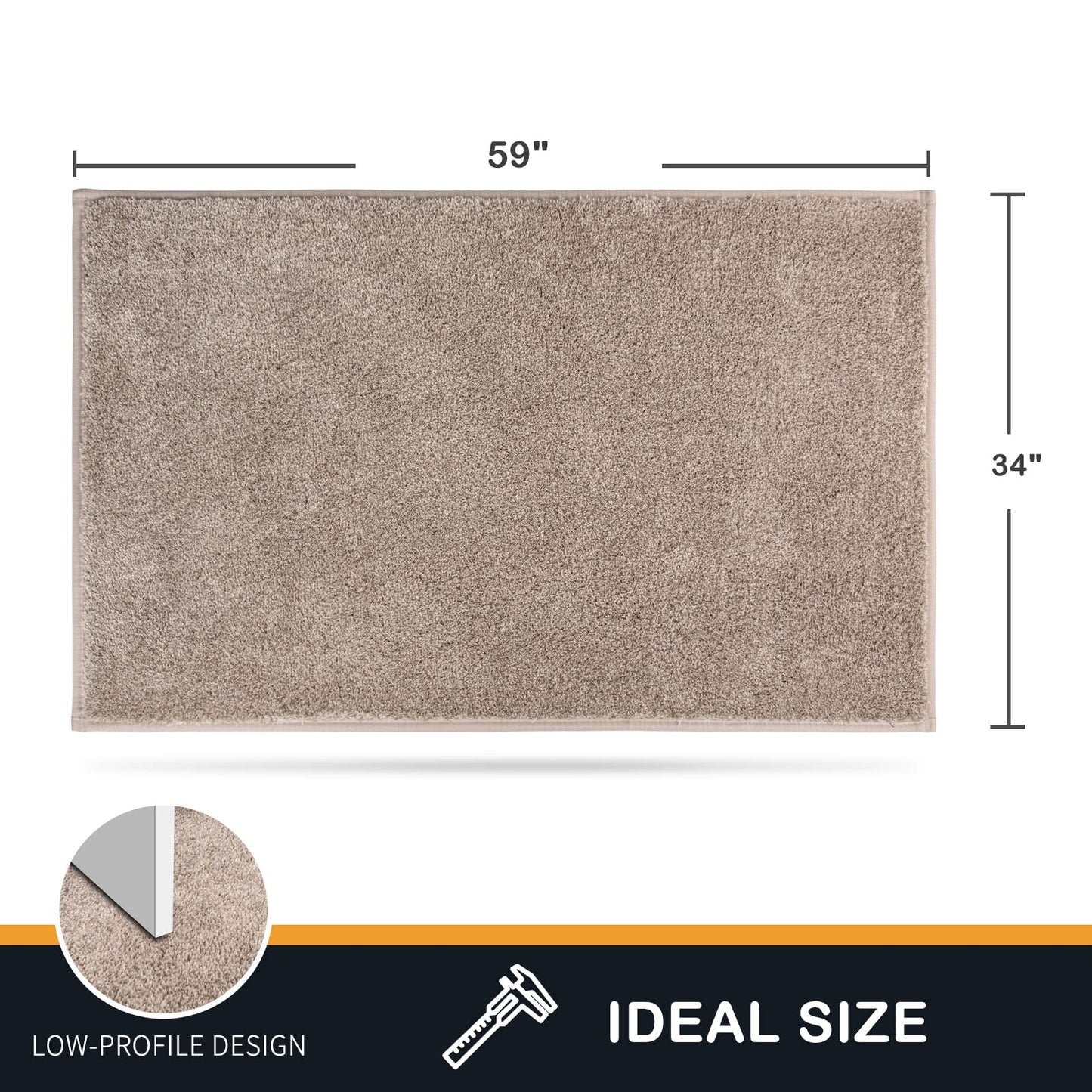 PURRUGS Dirt Trapper Door Mat 34" x 59", Non-Slip Machine Washable Entry Rug, Shoe Scraper, Dog Doormat, Super Absorbent Welcome Mat for Front & Back Door, Muddy Shoes & Paws, Taupe