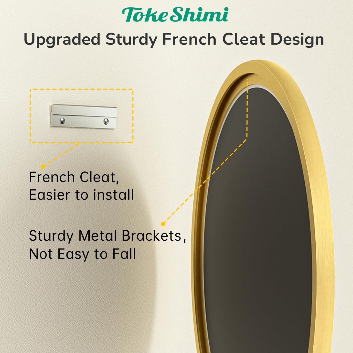 TokeShimi 40 in Brushed Gold Round Wall Mirror Tempered, Framed Mirror Shatterproof, 40x40 Bathroom Vanity Mirrored Circle Farmhouse Metal Wall Mirror for Entryway, Bedroom, Restroom, Living Room
