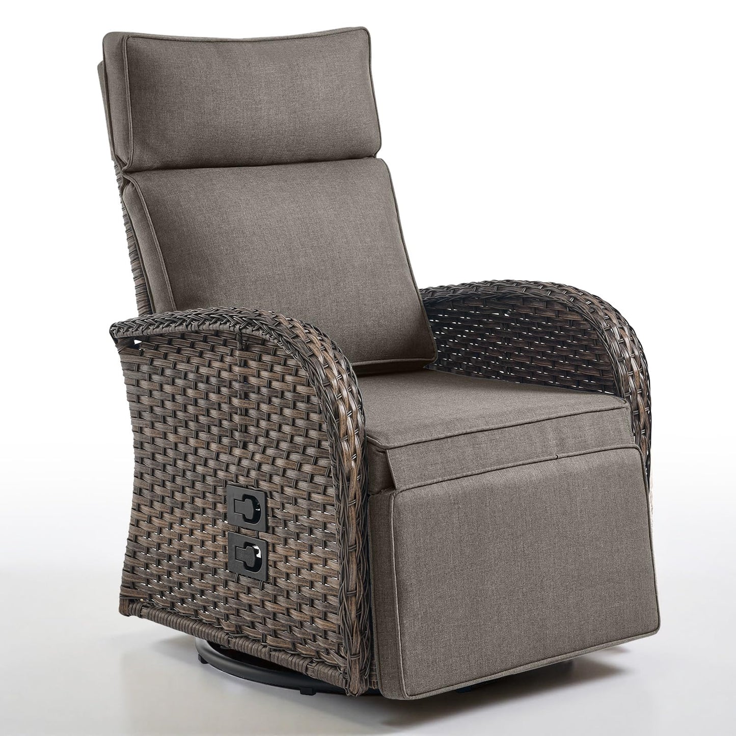 Belord Dual-Adjust Outdoor Swivel Recliner Chair – Reclining Patio Chair with Adjustable Backrest and Footrest, All-Weather Wicker Chaise Lounge Chair Outdoor for Pool Deck (Upgraded 2.0)