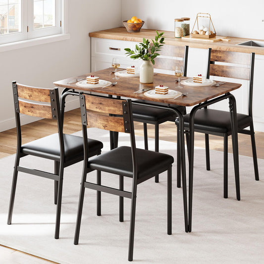 Dining Table for 2, Small Table and Chairs Set of 2, Square Dinette Set for 2, Dinner Table Set, 3 Piece Kitchen & Dining Room Sets for Small Space, Apartment (Vintage, Dining Table with 4 Chairs)