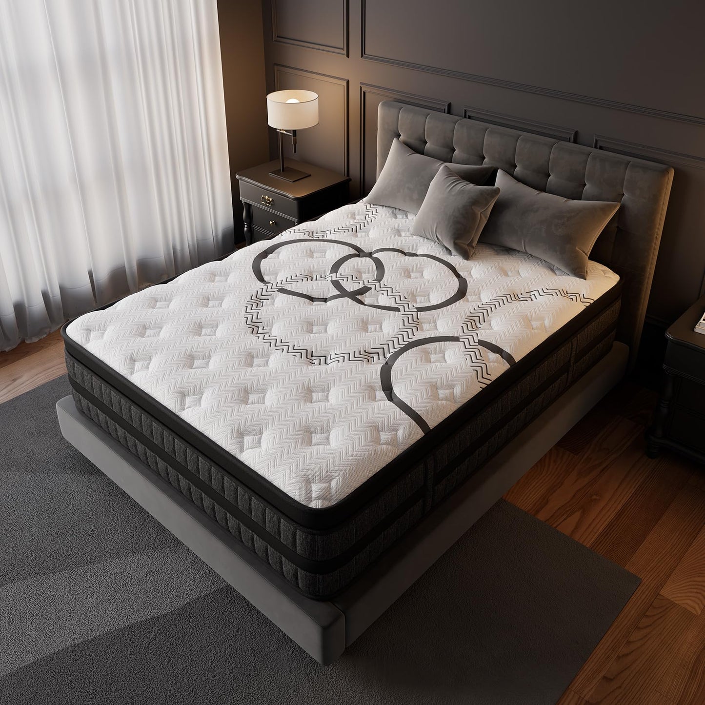 PUBPLON Queen Mattress 12 Inch Hybrid Mattresses Euro Top Medium Firm for Back & Lumbar Support, 365 Night Trial, Individual Pocket Spring Bed for Motion Isolation & Pressure Relief (12 Inch, Queen)