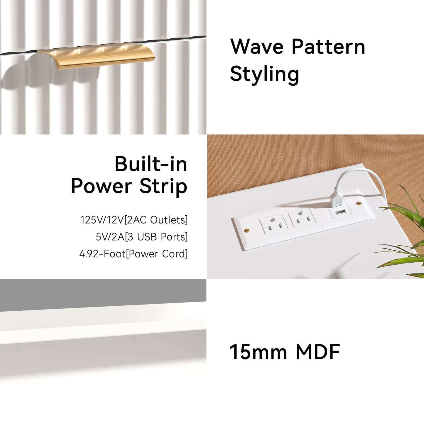 Fluted Dresser for Bedroom with 6 Drawers, 47" Wide Chest of Drawers with LED Light and Charging Station, Wood Drawer Organizer for Bedroom, Living Room, Hallway, Entryway