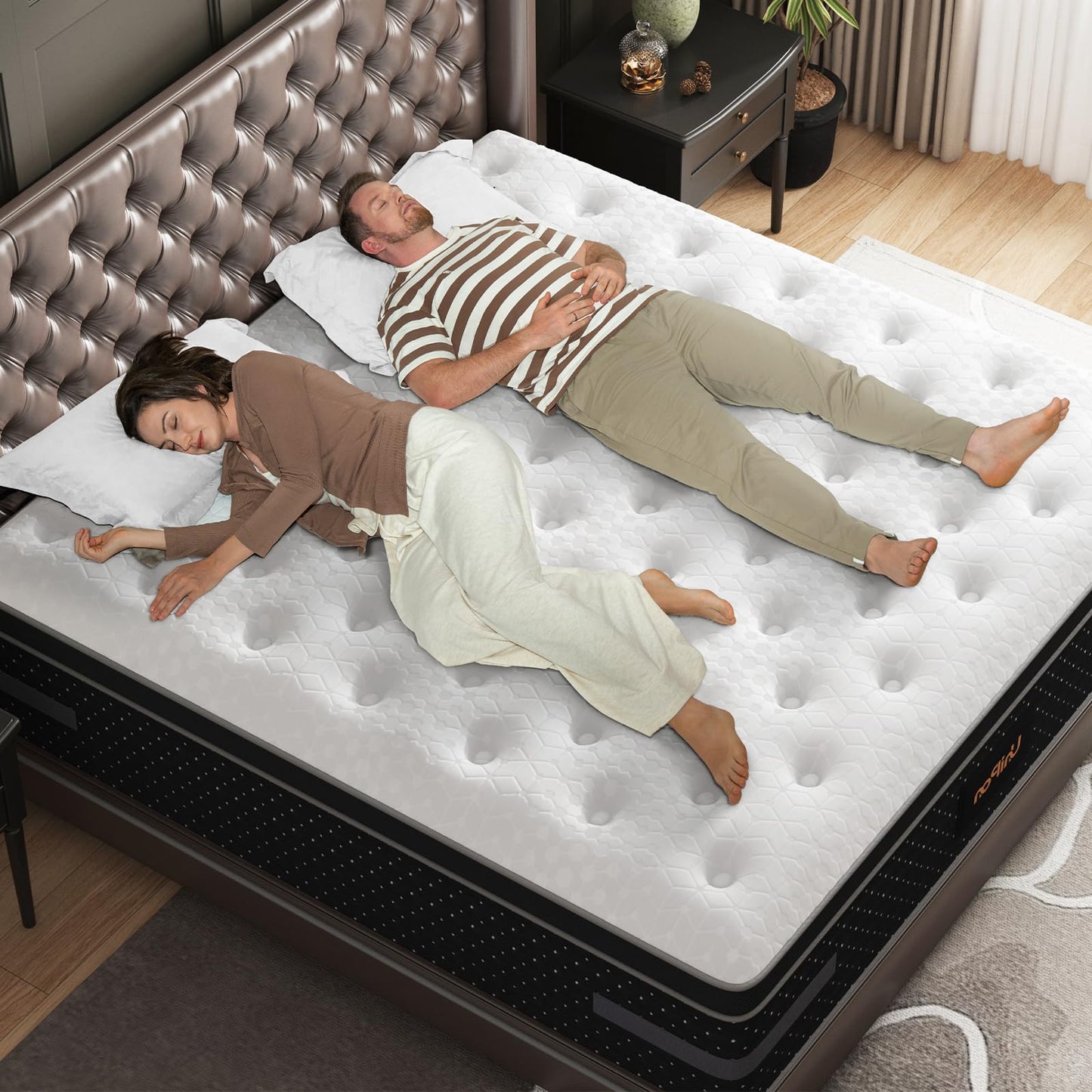 King Mattress, 14 Inch Hybrid Mattresses with Extra Lumbar & Shoulder Support Motion-Isolation Firm Bed in a Box for Pain Relief Deep Sleep Fiberglass Free - No Odor, 365 Night Trial