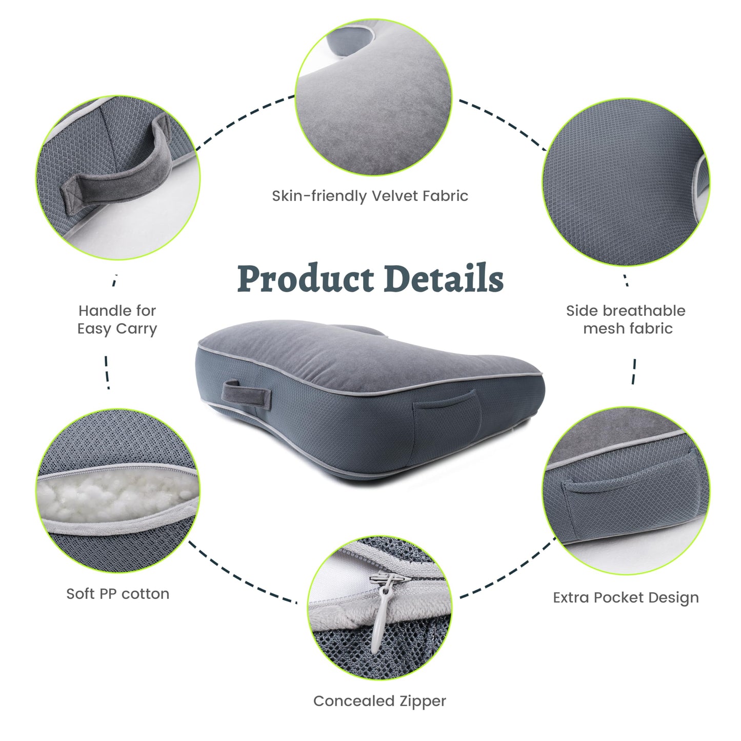 Daneey Reading Pillow for Gaming, Gaming Pillow for Bed with Arm Rest, Lap Desk Pillow, Side Sleeper Pillows for Adults Laptop Pillow for Lap Back Pillow for Bed Sitting up, Ideal for Bed Couch Sofa