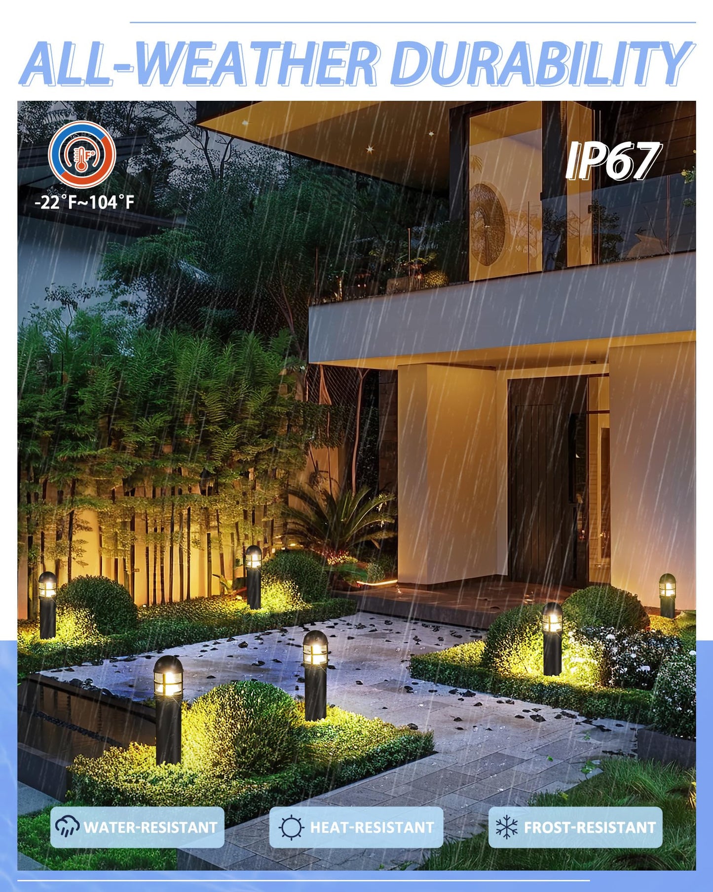 MOON-DE-AGE 6 Pack LED Low Voltage Landscape Lights, 200LM 12V IP67 Waterproof Holiday Pathway Lighting for Patio, Sidewalk, Driveway, Cast-Aluminum, 2700K Warm White
