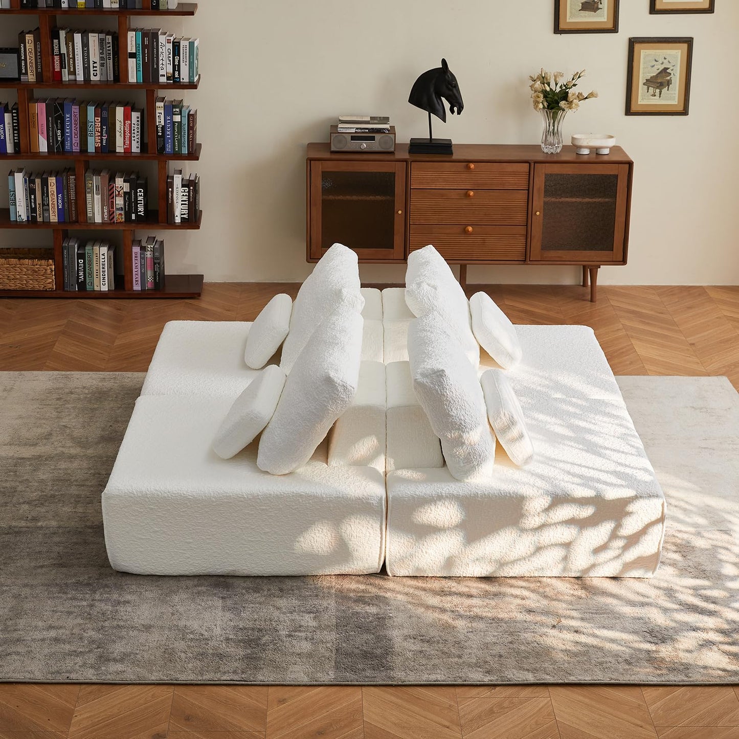 Cloud Combination Sofa, Free Combination Deep Seat Corner Sofa, Corduroy Cloud Sectional Couch, Modern Minimalist Modular Couch for Living Room Bedroom, No Assembly Required (2*Sofa Module)