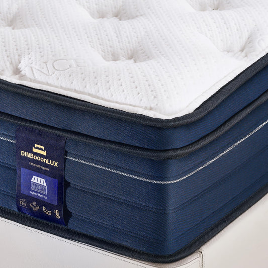 DINBooonLUX Queen Size Mattress,12 Inch Hybrid Queen Mattress in a Box with Memory Foam and Zoned Support Spring,Motion Isolation,Pressure Relief,100 Night Trial,Medium Firm,CertiPUR-US.