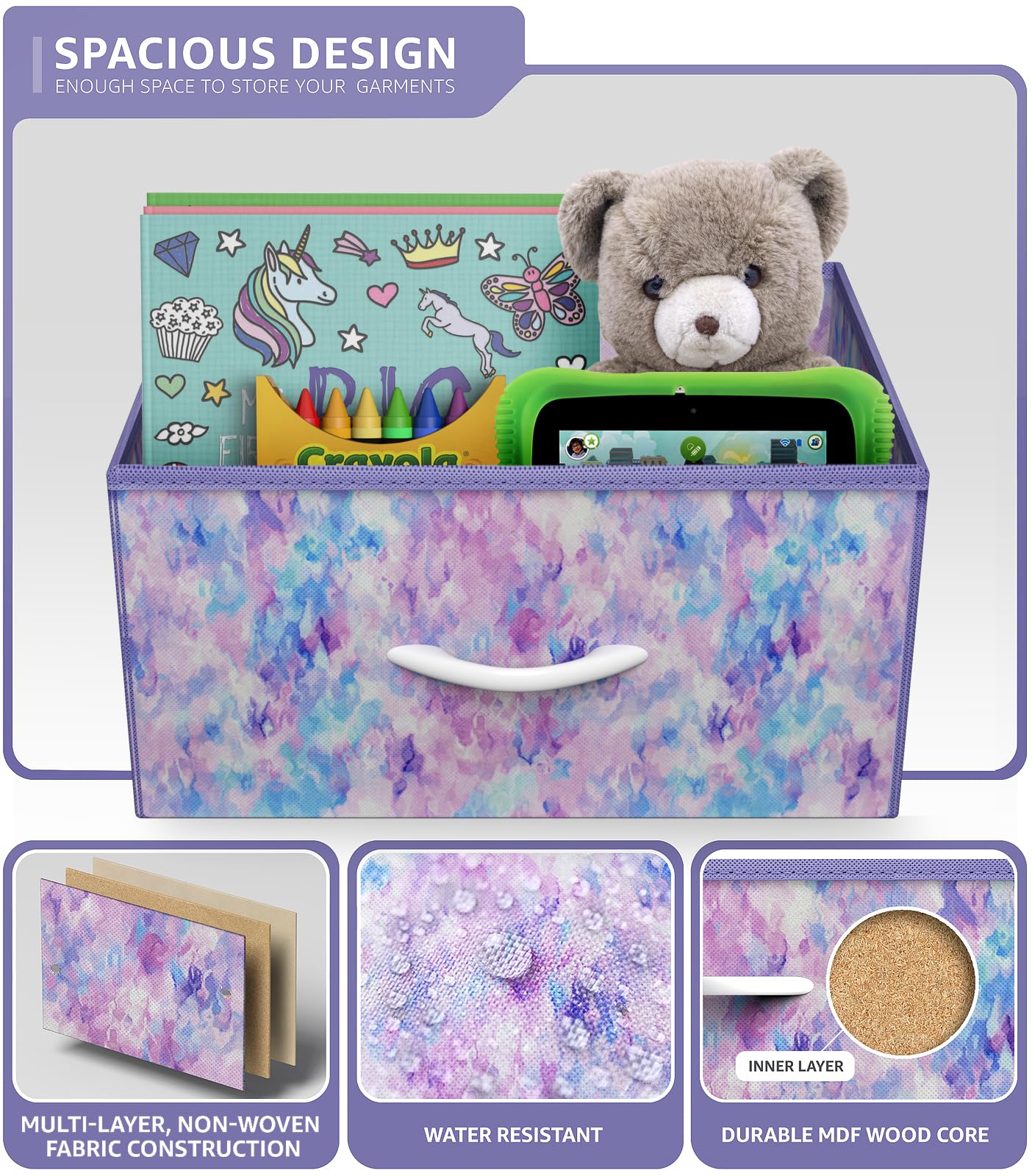 Sorbus Dresser with 8 Drawers - Furniture Storage Chest Tower Unit for Bedroom, Hallway, Closet, Office Organization Steel Frame, Wood Top, Easy Pull Fabric Bins (8-Drawer, Tie-dye Blue/Pink/Purple)