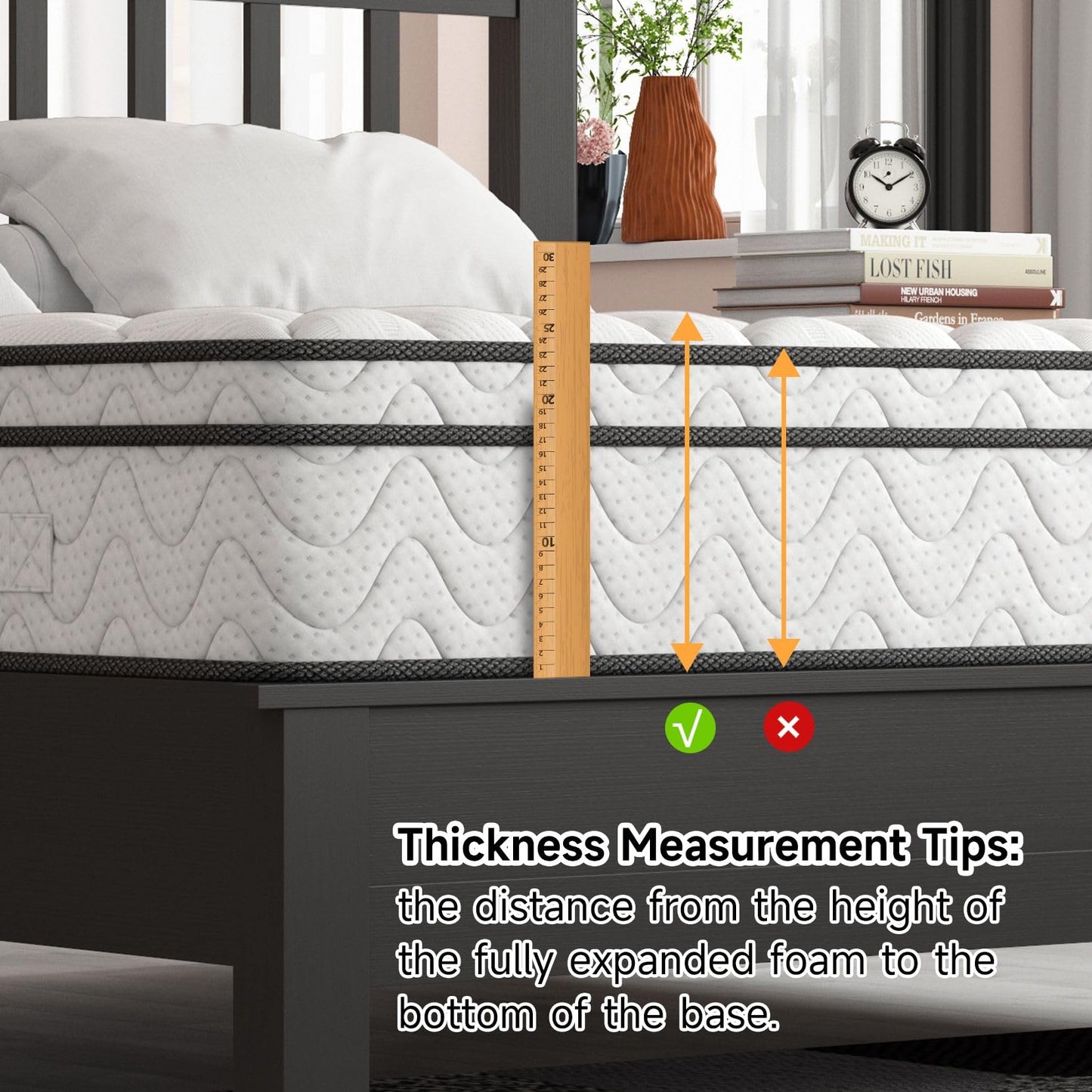 Vesgantti 12 inch Twin Size Mattress, Hybrid Single Mattress in a Box with Memory Foam and Pocket Spring, Ergonomic Design & Pressure Relief, Medium Firm Feel, 39"*75"*12"