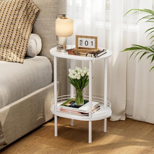 DGSANDGO Small Round Side Table,Bedside Table with Storage,Morden Round Nightstand,Samll Side Table for Living Room,Bathroom,Bedroom, Nursery, Laundry, White