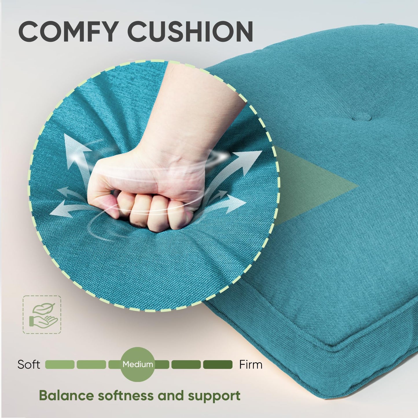 Outdoor Chair Cushion Set of 2, Waterproof Outdoor Seat Cushions 25x22 , Patio Chair Cushions for Outdoor Furniture, Couch Cushion Replacement, Include 2 Back & 2 Seat Cushions, Button/CyanBlue
