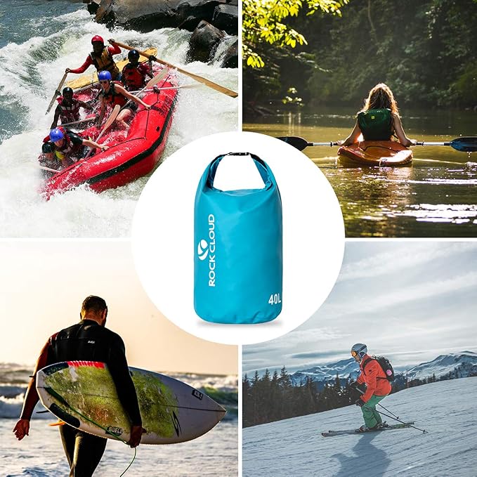 ROCK CLOUD Dry Bag Waterproof 40L Dry Sack for Kayaking Rafting Boating Beach Surfing Swimming Canoe Camping Hiking Fishing Ski, Orange