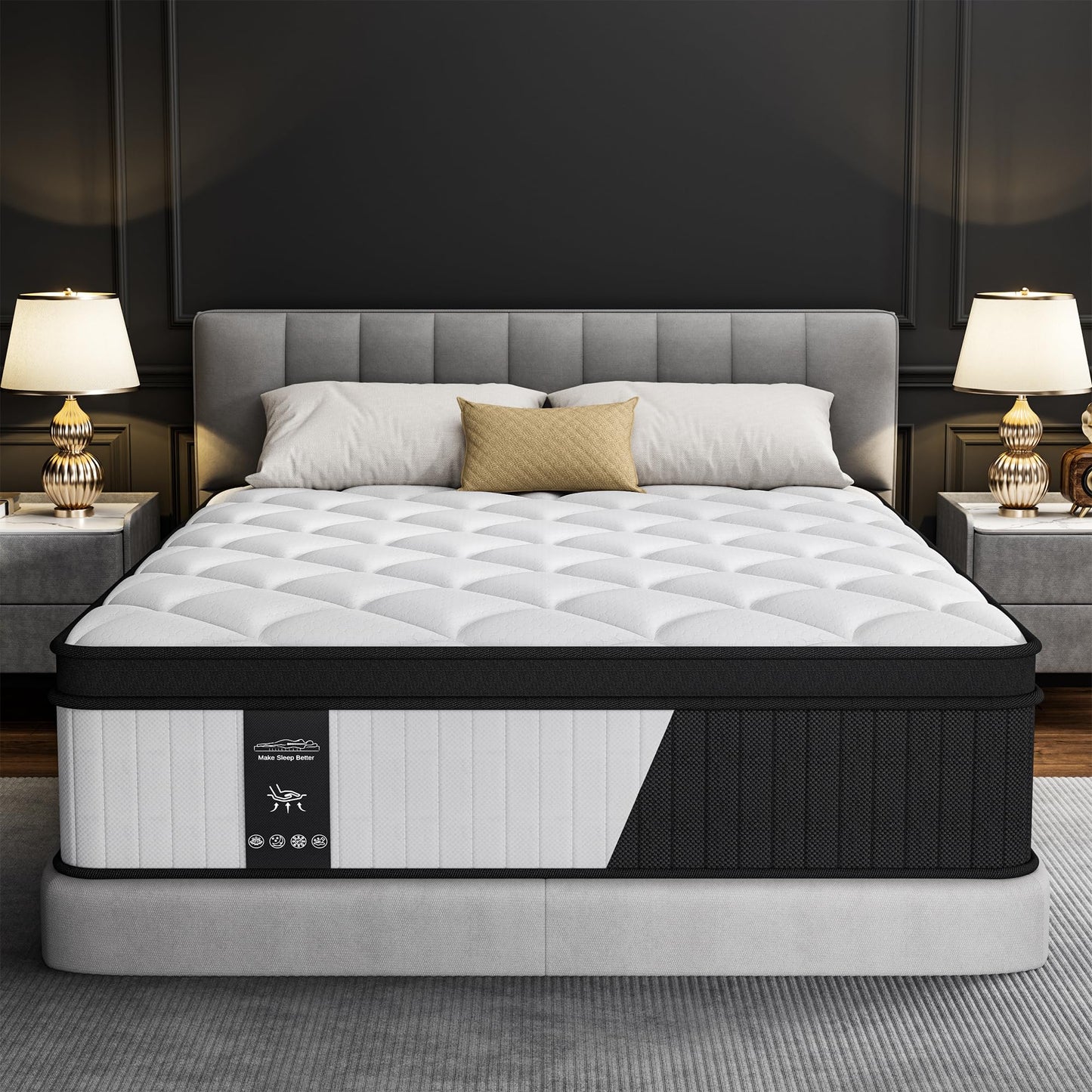 12 Inch King Size Mattress - 2025 Upgraded Hybrid Cooling Gel Memory Foam & Pocket Coils, Medium Firm Mattress in a Box for Back Neck Pain Relief, Motion Isolation, Edge Support, CertiPUR-US Certified
