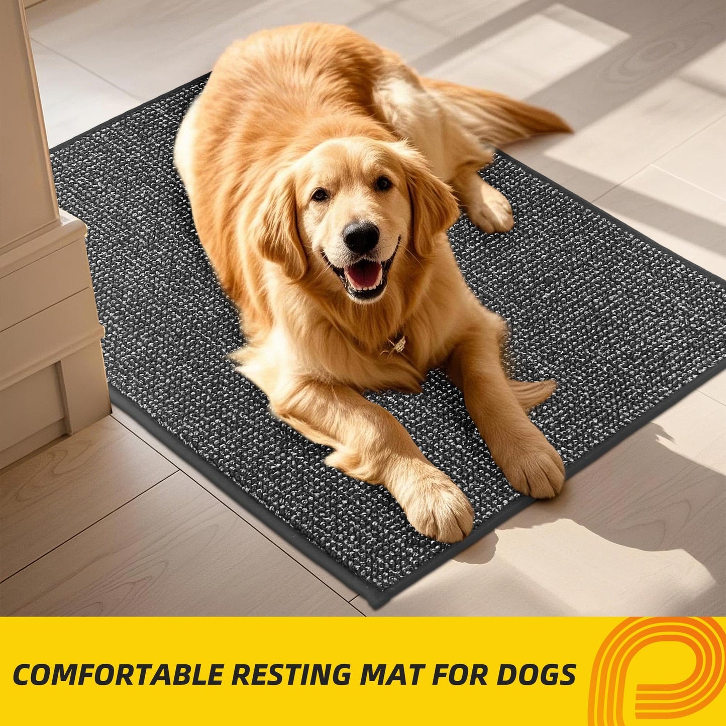 JSEI Dirt Trapper Door Mat 24"x36" Non-Slip Washable Entrance Mat, Dog Doormats, Absorbent & Fade-Resistant Floor Mats, Low Profile Welcome Mats for Entryway, Front Door, and Inside Entrance,Dark Grey