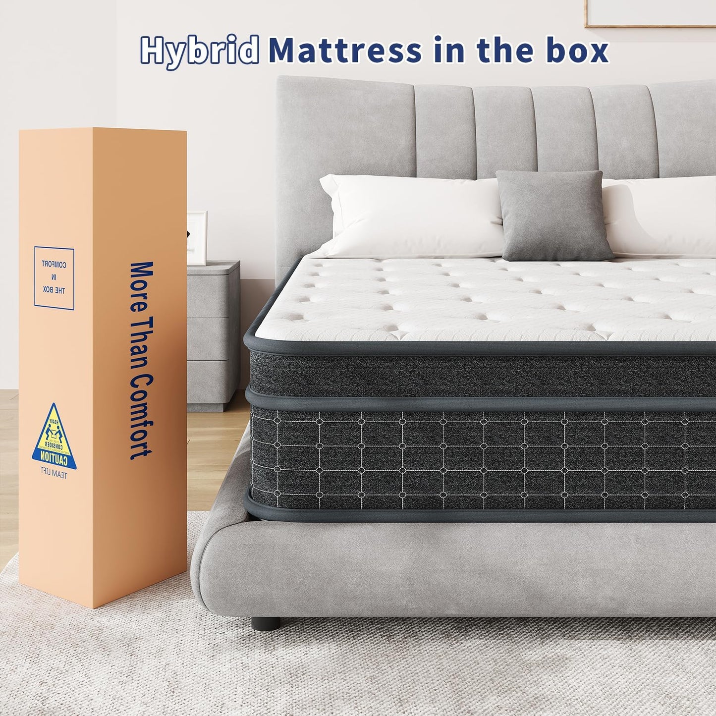 SupremeSleep King Size Mattress, 12 Inch King Mattress in a Box, Memory Foam Hybrid Matress with Individual Pocket Spring for Motion Isolation, Pressure Relief, Medium Firm Feel, CertiPUR-US