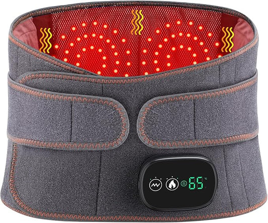 Cordless Heating Pad for Back, Lower Back Massager, Heated Back Brace with 3 Heating & Vibration Modes, Lumbar Support Belt for Men & Women