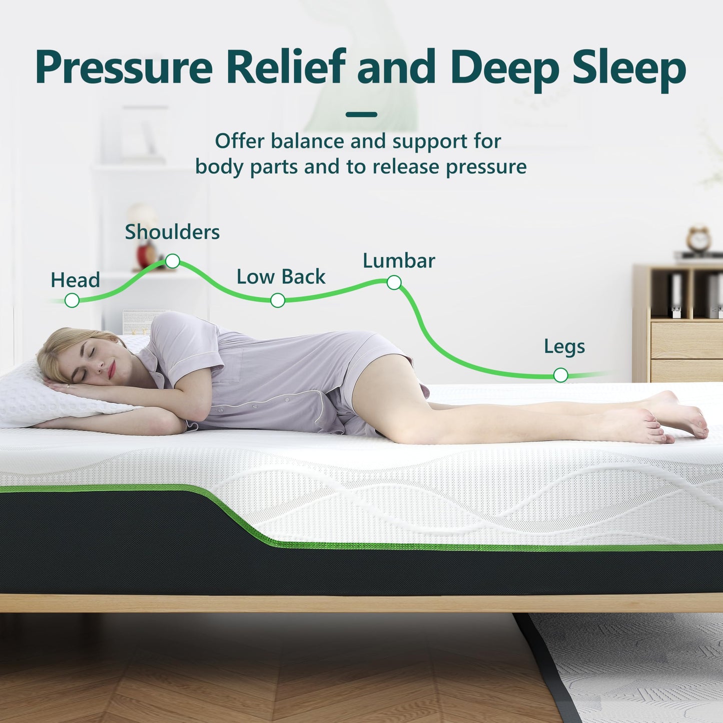 Queen Mattress 12 Inch,Rest Only Cooling Gel Memory Foam & Pocketed Coils Hybrid Mattress in a Box, Medium Firm for Pressure Relief and Motion Isolation