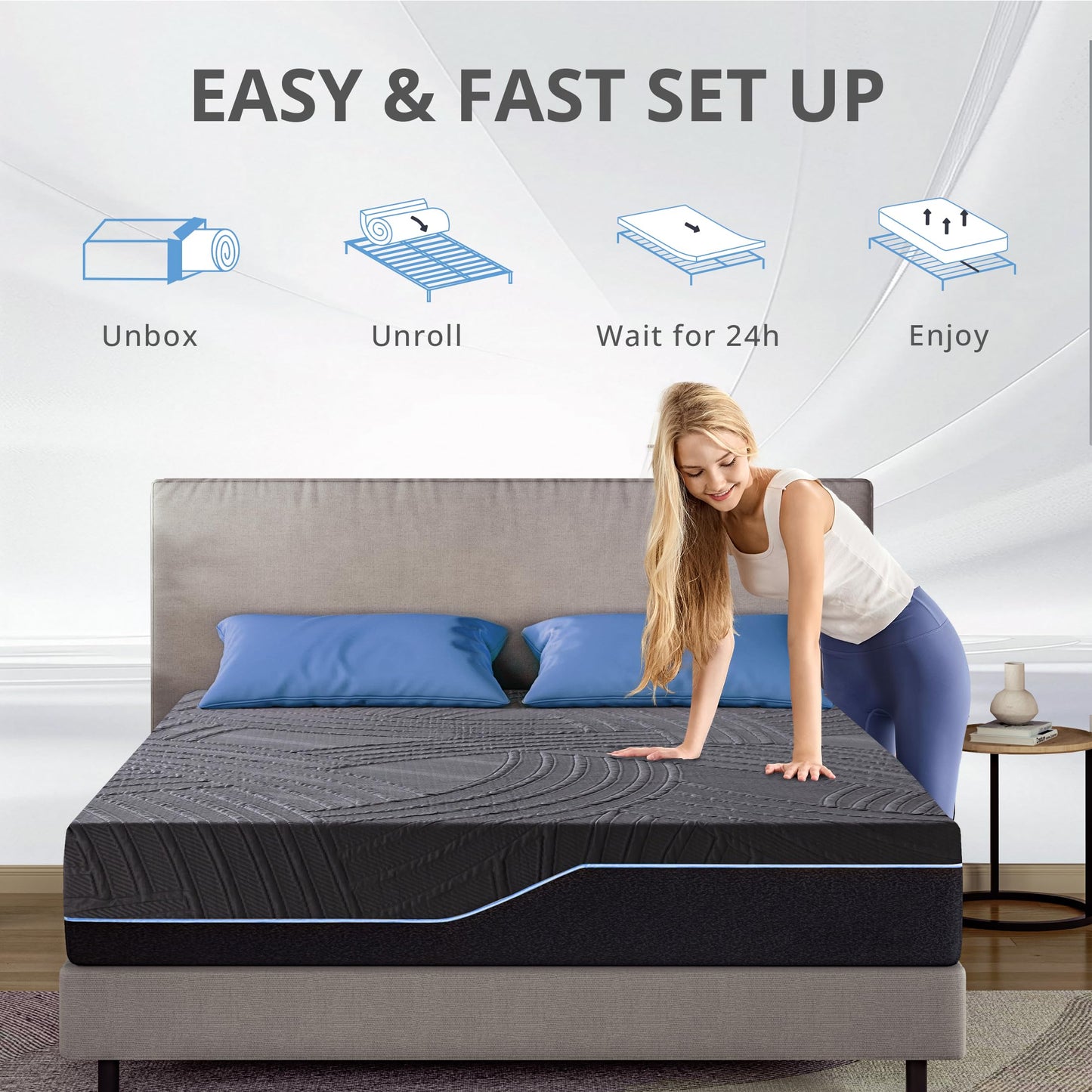 Dyonery 14 Inch Firm King Size Mattress in a Box, Copper Memory Foam Mattress with Cooling Cover, Relieving Pressure & Back Pain, Fiberglass-Free, CertiPUR-US Certified, Foam Made in USA, 76"x80"x14"