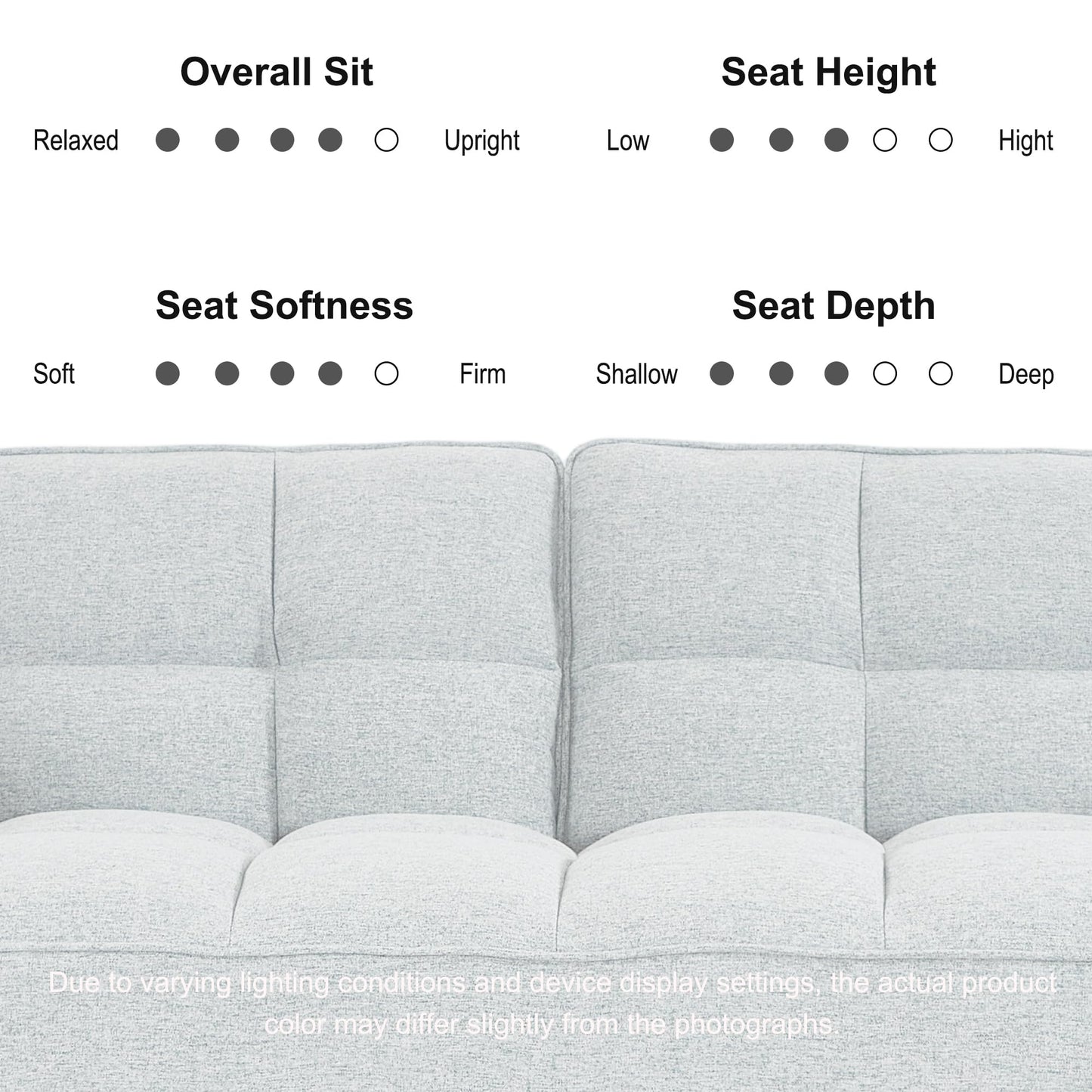 usihxjg 75.4″ Futon Sofa Bed - Convertible Sleeper Couch with Adjustable Backrest, Comfy Loveseat for Small Spaces, Living Room, Bedroom - Grey