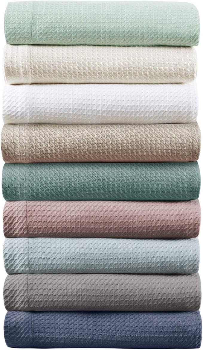 Madison Park Soft Certified 100% Egyptian Cotton Breathable Cozy Blanket, Premium Waffle Knit Classic Design, Luxury All Season Lightweight Cover for Bed, Couch and Sofa, Rose Twin(66"x90")