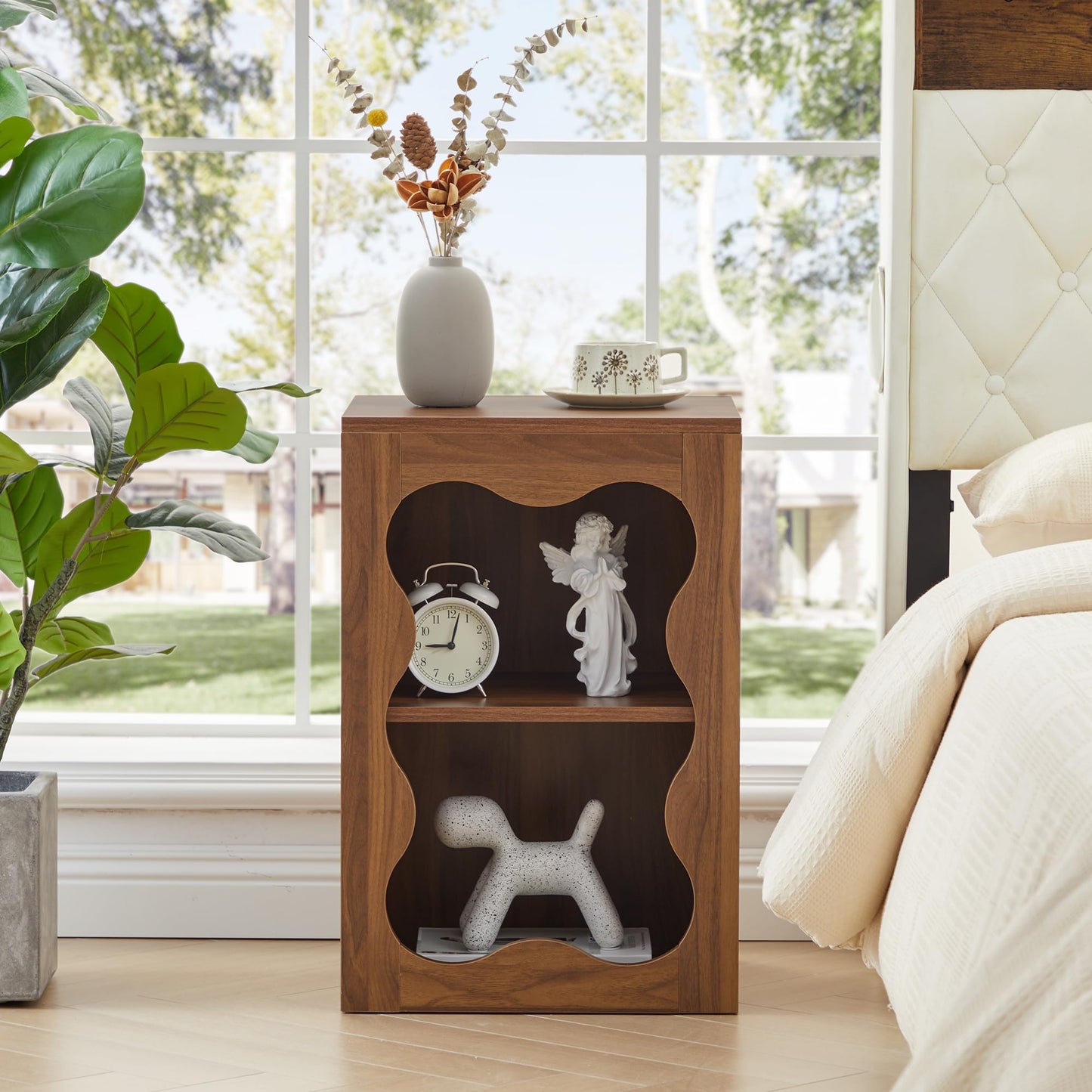 Night Stands for Bedrooms Set of 2, Bedside Table Bedroom Nightstand with Open Shelf Storage, Modern Wood Night Side Bed Table for Bedroom, Living Room, Dorm, Home Office, Small Spaces