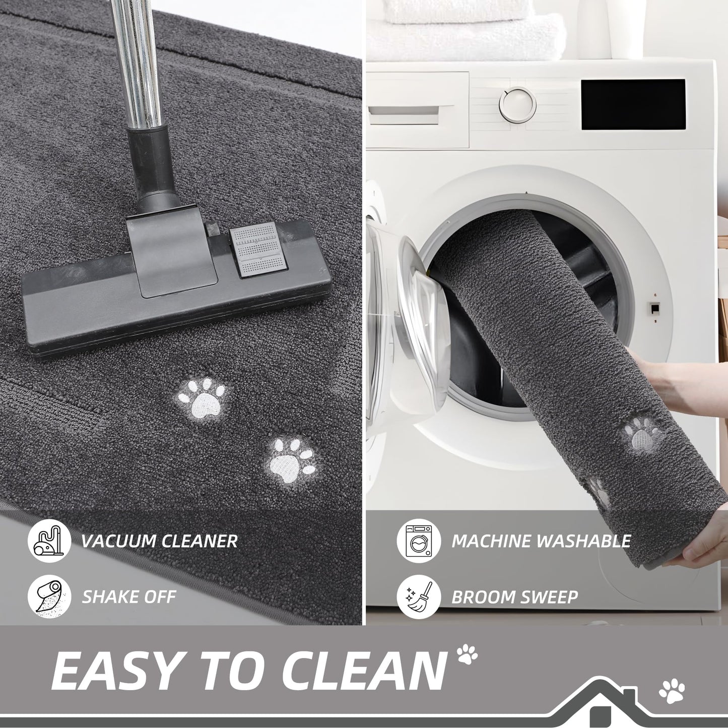 BEQHAUSE Dog Door Mat for Muddy Paws 20"x32" Dirt Trapper Absorbent Doormat Non Slip Entryway Rugs Washable Stain Resistant Welcome Floor Mat Soft Low-Profile for Front Back Door, Dark Grey